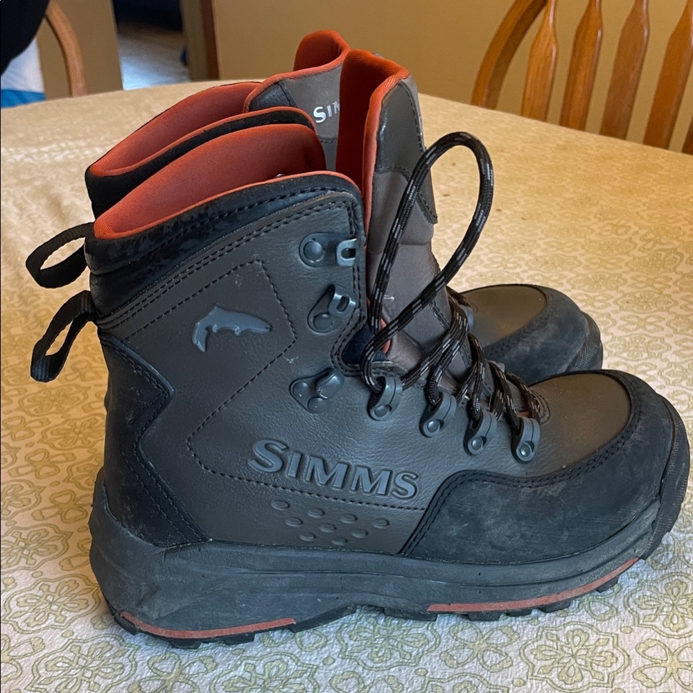 Simms Black and Orange Fishing Wading Boots